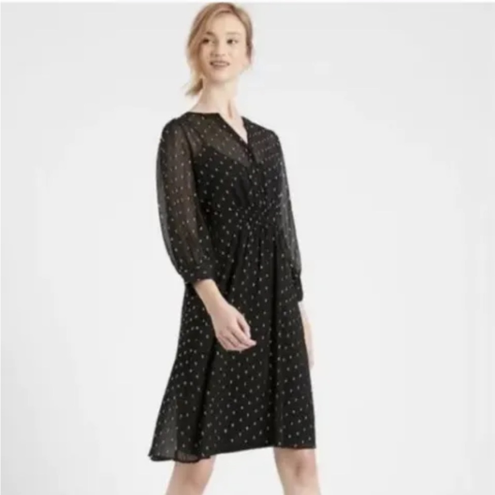 NWT Black Banana Republic smocked fit and flare dress